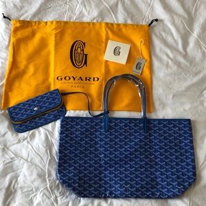 Goyard Navy Blue Tote with Matching Pouch